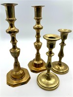 Lot of 4 Vtg. Brass Candlesticks