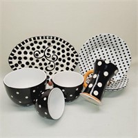 Black & White Pokka Dot Ceramic Dishes