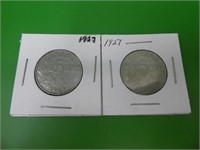(2) 1927 Canadian Nickels