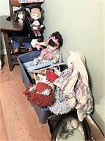 Vintage Plush, Porcelain and Plastic Dolls