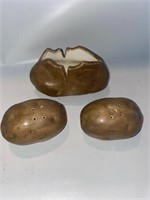 Ceramic Porcelain Potato Salt, Pepper Shaker,