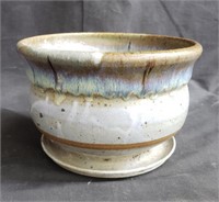 Signed glazed stoneware pot