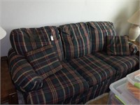 Lot #121 Hickory Mark plaid upholstered sofa