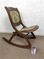 Chaise à bascule pliante bois et tissu