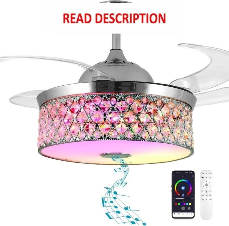 NUTCRUST Retractable Crystal Ceiling Fan 42