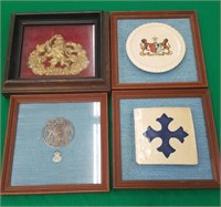 Vintage set of 4 framed English coats of arms