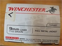 Winchester 9mm Partial Box, Appears Half Full