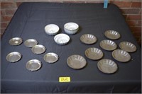 11 VTG Tart tins, 6 Pewter LB Smith ring dish and