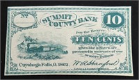 1862 Ten Cents Summit County Bank, Ohio