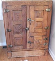 Antique Oak Three door ice box 42” x 31” x 19"