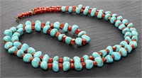Native American Turquoise & Coral Bead Necklace