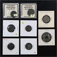 Ancient Coins group of 9 unidentified most Roman