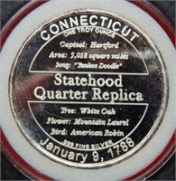 Connecticut Statehood Quarter Replica 1 Oz Silver