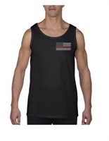 Thin Blue Line 3x-large Black U.s. Flag Tank Top