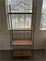 Black Wrought Iron and Wicker 4 tier Plant Stand