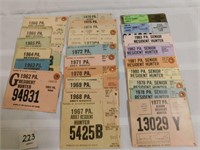 25 Pennsylvania res hunting licenses (1962-1985)