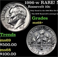 1996-w Roosevelt Dime RARE! Near Top Pop! 10c Grad