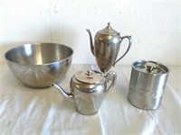 Academy silver on copper teapot with other silver
