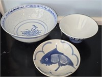 Estate Lot of Blue & White Ceramic Pieces