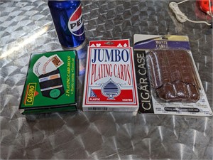 3 Playing Card Decks & Cigar Case
