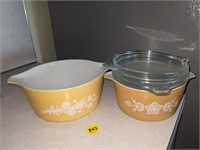 Yellow Pyrex Golden Butterfly Casserole Dishes w/