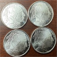 (4) Indian Buffalo Silver 1/2 Troy Oz (UNC)