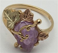 10k Gold & Purple Jade Tri Color Ring