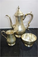 3 PC. FISHER STERLING COFFEE SERVICE COFFEE POT,