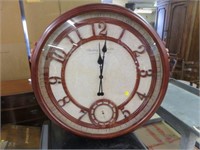 STERLING AND NOBLE ROUND WOOD FRAMED CLOCK 31"