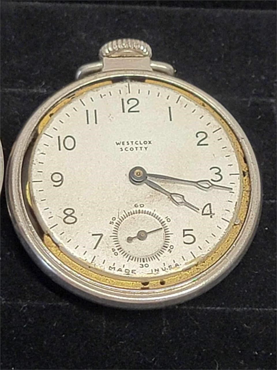 Vintage Westclox Scotty Wind-Up Pocket Watch USA