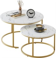 Nesting Coffee Table Set  White Faux Marble