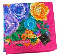 Yves Saint Laurent Bright Pink Floral Scarf