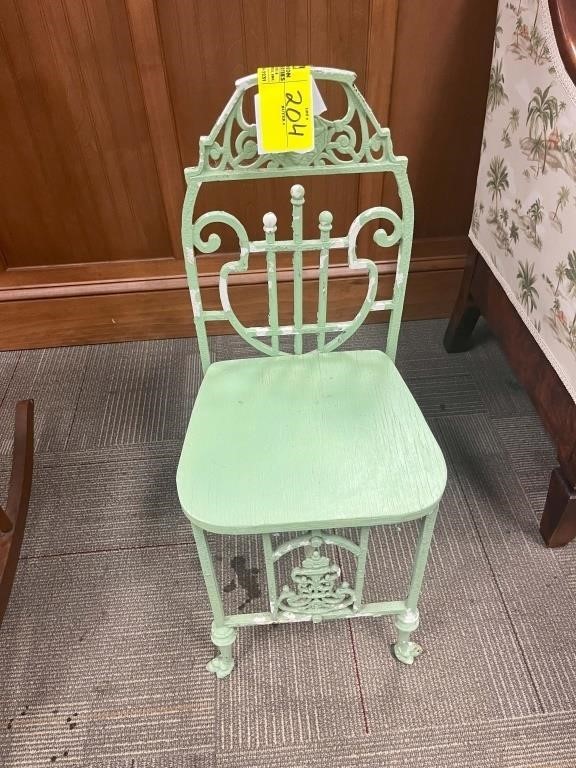 CAST METAL CHAIR 16IN SEAT HEIGHT, 31IN OVERALL HE