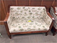 BELIEVED TO BE MAHOGANY PARLOR STYLE LOVE SEAT WIT