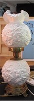 Fenton GWTW lamp-shiny milk glass Poppy