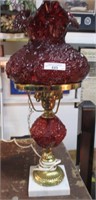 Fenton Poppy dresser lamp-ruby red