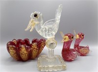 Ducks & Bird, Bowl Venetian Art Glass