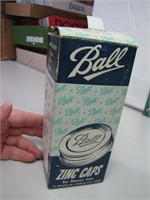 Vintage Ball Zinc Jar Caps & Box (not full)