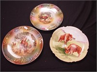 Three vintage game plates: 10 1/2" elk, 9 1/2"