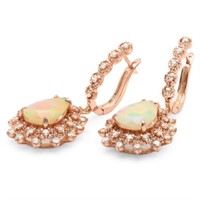 4.50ct Opal & 1.50ctw Diam Earrings in 14K Gold