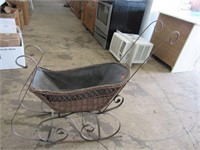 Large Doll Size Wicker and Iron Sleigh Victorian