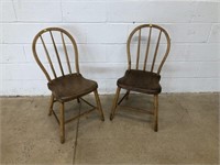 (2) Vtg. Plank Seat Side Chairs