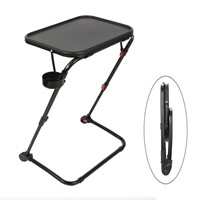 No Tools Adjustable Folding TV Tray Table Desk wit