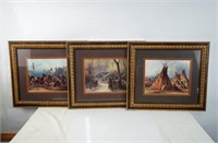 3 Karl Bodmer Native Framed Giclee on Canvas