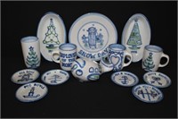 14pcs M.A. Hadley Assorted Holiday dishes, bank,