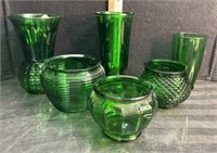 Emerald green depression vases