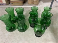 Dark green depression vases