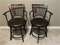 2 Cym Metal & faux leather barstools 39x22x21