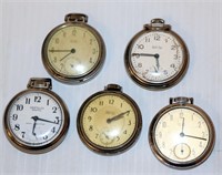 5 Vintage Westclox Pocket Watches