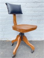 Late 1800’s Antique Oak & Iron Bankers Desk Chair